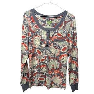 Vera Bradley PJ Top floral print soft long sleeve flannel shirt medium
